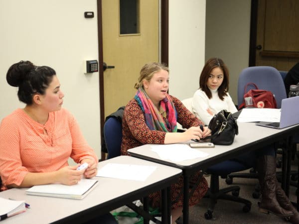 Three female students sitting